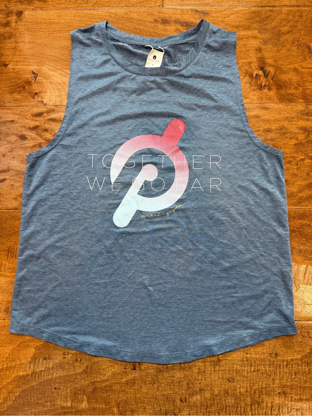 Spiritual Gangster Together We Go Far Blue Gray Graphic Tank Top S